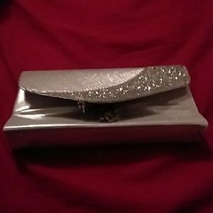 Sparkly silver clutch